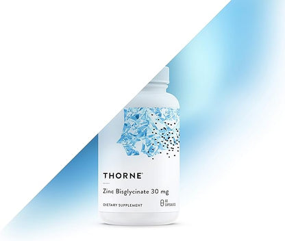 THORNE Zinc Bisglycinate 30mg - Daily Support for Skin, Eye & Immune System Health* with Zinc Supplement Capsules - 60 Capsules