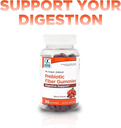 Quality Choice Prebiotic Fiber Gummy Supplement for Digestive Health - Berry Flavored Fiber Gummies, 90 Count Bottle with 30 Days Supply, for Daily Recommended Fiber