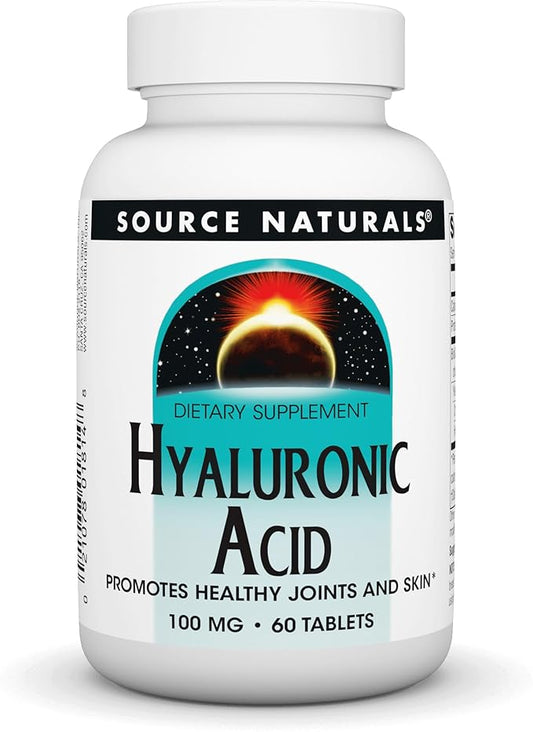 Source Naturals Hyaluronic Acid, Promotes Healthy Joints and Skin*, 100mg - 60 Tablets