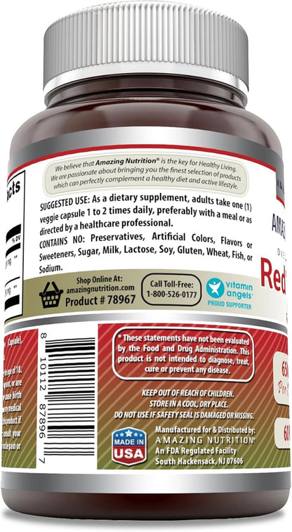 Amazing Formulas Red Yeast Rice 600 Mg Plus Coq10 50 Mg | Veggie Capsules Supplement | Non-GMO | Gluten Free | Made in USA (60 Count)