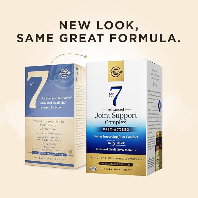 SOLGAR No. 7 Advanced Joint Support Complex - 90 Vegetable Capsules, Pack of 2 - Fast-Acting Formula - Non-GMO, Gluten Free, Dairy Free - 180 Total Servings