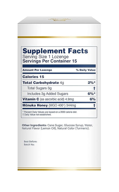 Manuka Health MGO 400+ Manuka Honey Lozenges, Pack 4, Variety Pack - Lemon, Honey & Propolis, Blackcurrant, Lemon & Ginger
