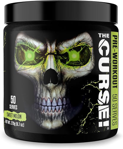 JNX Sports The Curse! Pre Workout Powder for Men & Women, Caffeine, Beta-Alanine, Creatine, L-Citrulline, 50 Servings, Sweet Melon Flavor – Boost Energy, Strength & Focus