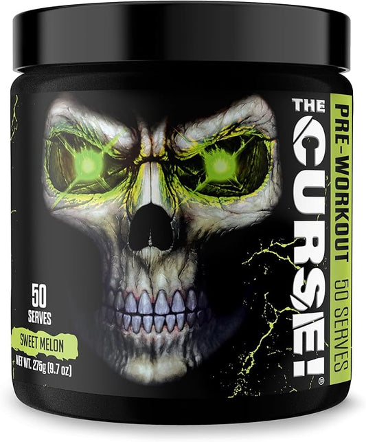 JNX Sports The Curse! Pre Workout Powder for Men & Women, Caffeine, Beta-Alanine, Creatine, L-Citrulline, 50 Servings, Sweet Melon Flavor – Boost Energy, Strength & Focus