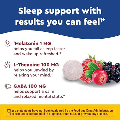 Nature Made Wellblends Back To Sleep, Lower Dose Melatonin 1 mg, L theanine 100 mg and GABA 100mg, Sleep Supplement, 40 Fast Dissolve Tablets