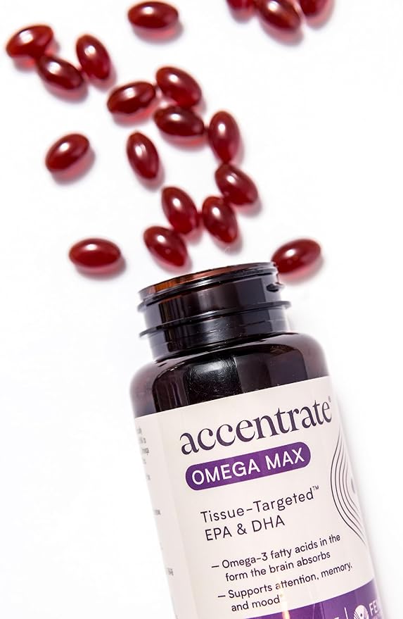 Accentrate Omega MAX w/LYSOVETA LPC | EPA & DHA Supplements for Brain Health | Focus, Memory, & Mood | 6X Better Absorption Than Fish Oil | Omega-3 Fatty Acid Supplements | 90 Softgels (Month)