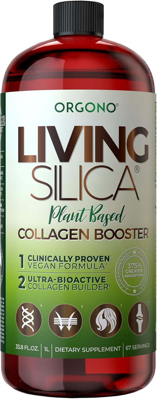 Orgono Living Silica Plant-Based Collagen Booster | Horsetail Extract & Rosemary | Supports Collagen & Elastin for Joint & Bone Health, Glowing Skin, Strong Hair & Nails | 33.85 Fl Oz