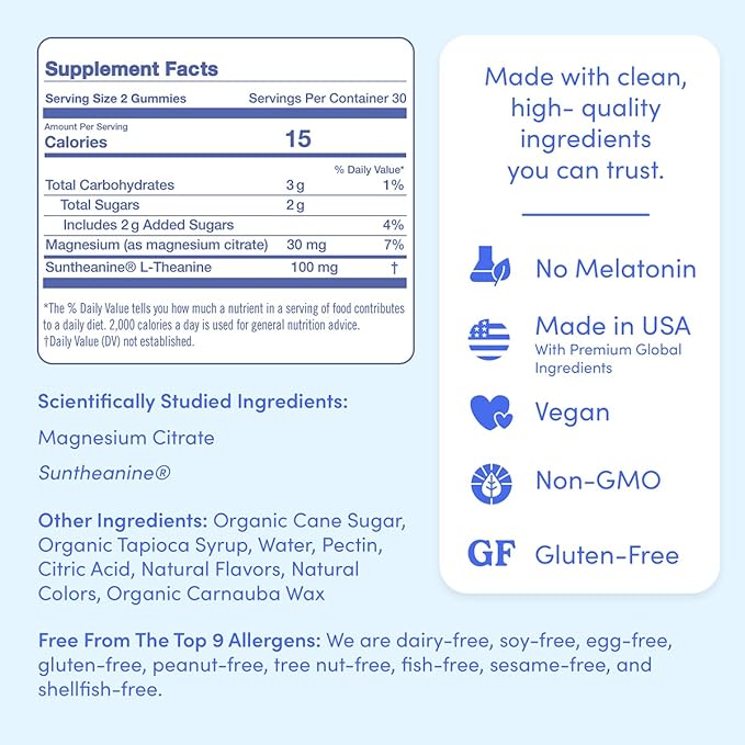 FIRST DAY Magnesium for Kids Gummies – Calm Kids Magnesium Citrate Gummies to Support Sleep & Relaxation – Bedtime Supplement with Suntheanine® L-Theanine, NO Melatonin - Strawberry - 30-Day Supply