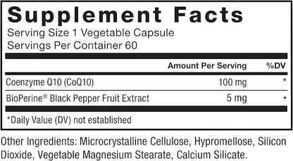 FORCE FACTOR CoQ10 100mg, Coenzyme Q10 Heart Health Supplement with Enhanced Absorption, Premium Grade Coq 10, Vegan, Dairy Free, Gluten Free, and Non-GMO, 60 Vegetable Capsules