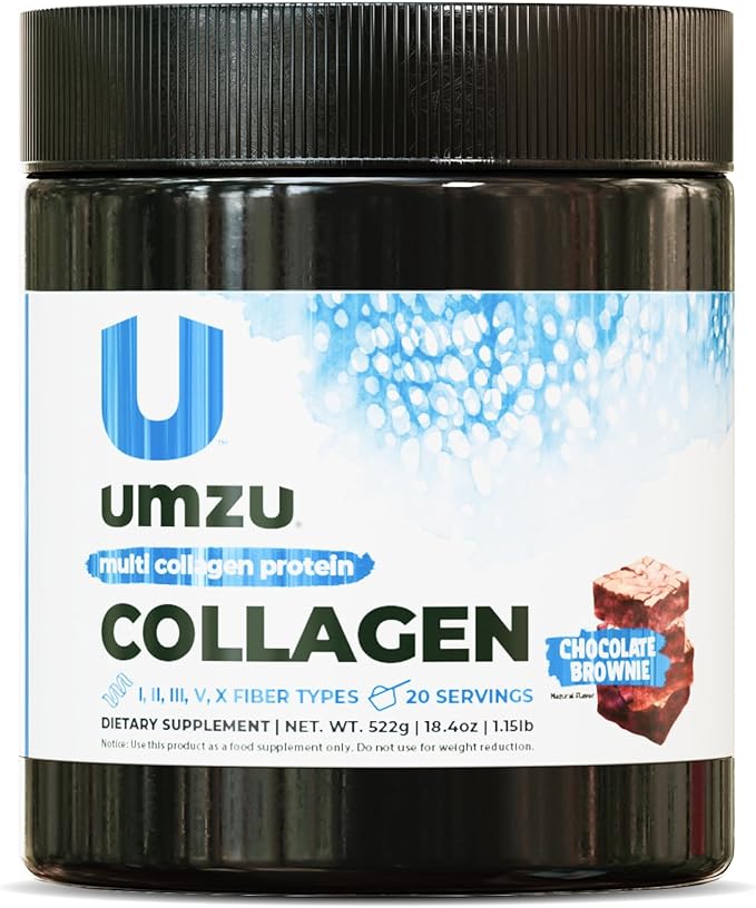 UMZU ZuCollagen Hydrolyzed Protein Powder | 5 Collagen Peptide Types for Healthy Hair, Skin, Nails, Joints & Gut | Low Calorie, High Protein (20g Protein per Serving | Chocolate)