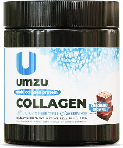 UMZU ZuCollagen Hydrolyzed Protein Powder | 5 Collagen Peptide Types for Healthy Hair, Skin, Nails, Joints & Gut | Low Calorie, High Protein (20g Protein per Serving | Chocolate)