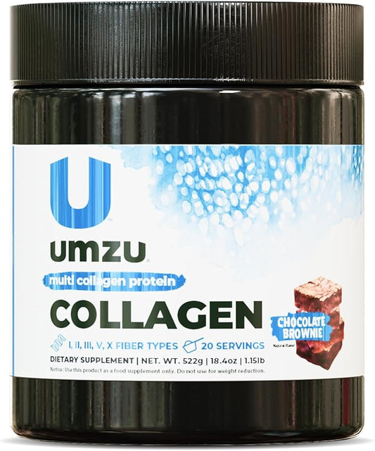 UMZU ZuCollagen Hydrolyzed Protein Powder | 5 Collagen Peptide Types for Healthy Hair, Skin, Nails, Joints & Gut | Low Calorie, High Protein (20g Protein per Serving | Chocolate)
