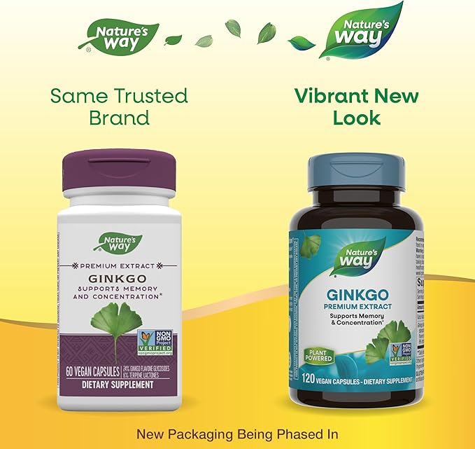 Nature's Way Premium Extract Ginkgo Memory and Concentration* 120 Capsules