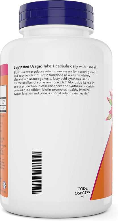NOW Foods Extra Strength Biotin 10000mcg / 10 mg - 200 Veg Capsules (Pack of 2) - Hair, Skin, Nail - Supplement for Men and Women - B7 Vitamin - Vegetarian, Vegan, Non-GMO