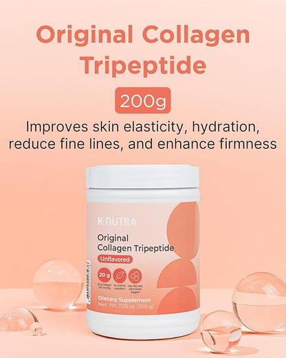 K-Nutra Original Collagen Tripeptide | 200g (7.05oz) | 100% Pure Freshwater Collagen Powder | 200X Absorption GPH | Helps Support Skin Hydration, Hair & Nail Health