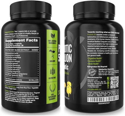 Probiotics for Women and Men - 11 strains - 50 Billion CFU - Probiotic Supplement for Digestive Health - Gut Health - Supports Constipation, Diarrhea, Gas & Bloating - 30ct