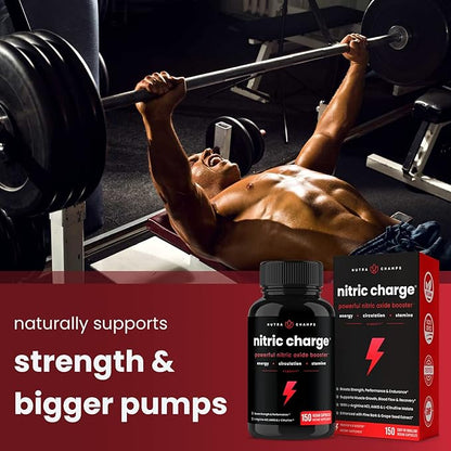NutraChamps L-Arginine Capsules and Nitric Charge Capsules 2 Pack Bundle