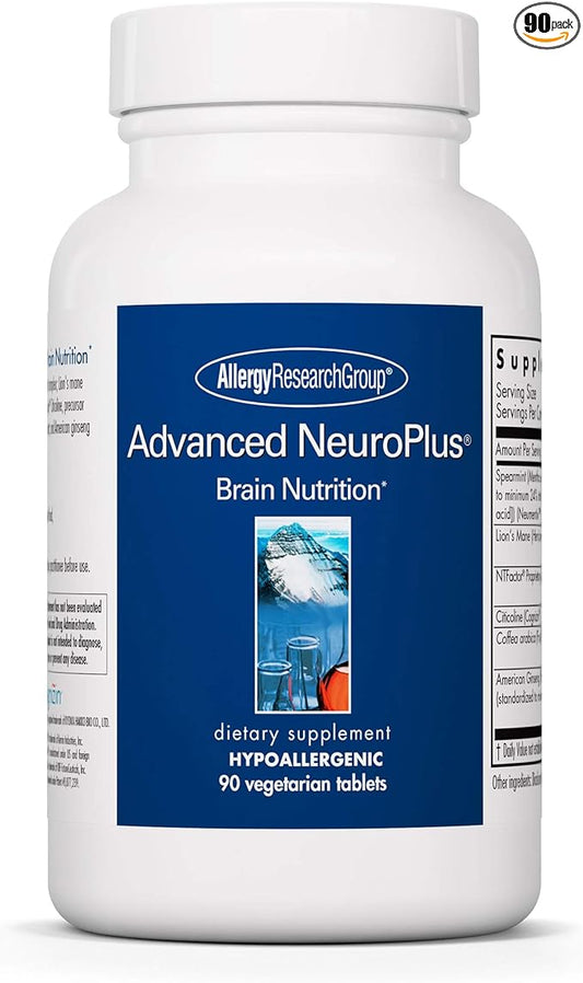 Allergy Research Group Advanced NeuroPlus Supplement - Memory & Focus Support, for Brain Function Health, Lion's Mane, Vegetarian Capsules - 90 Count