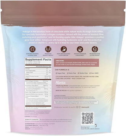 SkinnyFit - Super Youth, Chocolate (30 Servings) - Multi Collagen Peptides Powder - Probiotics, Fiber, Hyaluronic Acid - Collagen for Women - Non GMO, Gluten Free, Sugar Free - Beauty & Self Care