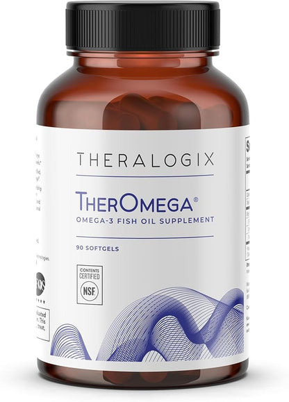 Theralogix TherOmega Omega-3 Fish Oil Supplement - Supports Heart, Brain, Immune & Joint Health* - 700 mg DHA & EPA from Wild Alaska Pollock - Sustainably Sourced - NSF Certified - 90 Softgels