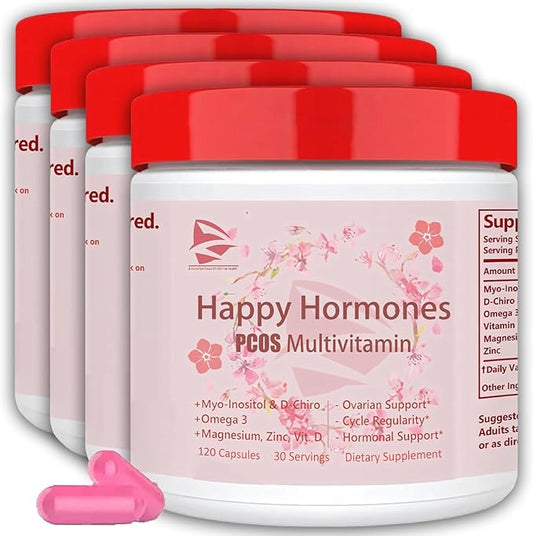 New Upgrade Happy Hormones PCOS Multivitamin,Hormone Balance for Women-Cycle Support Supplements-Menopause and Mood Support Supplement PMS Support for Women (4)