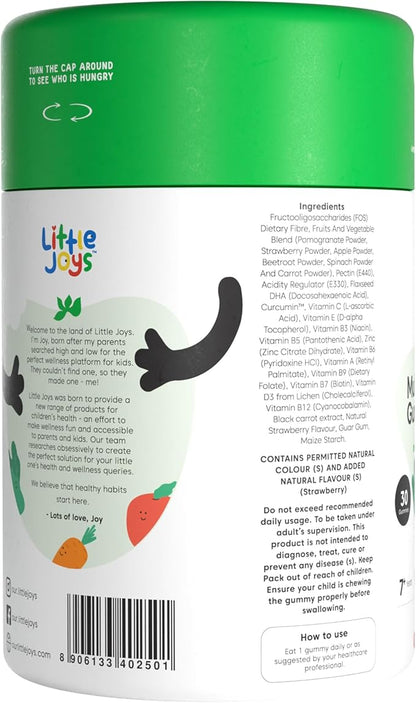 Multivitamin Gummies for Kids |7-12 Years| No Added Sugar |DHA, Vitamin D3, B12, C, Zinc & Iron | Immunity & Bone Health | No Preservatives I Gluten Free I Strawberry Flavour I 30 Day Pack
