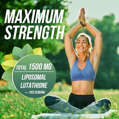 Liposomal Glutathione 1500 MG, Superior Absorption, Liquid Glutathione Supplement, Powerful Antioxidant, Liver Detox, Immune Enhancer, Soy-Free, Non-GMO, Vegan & Gluten Free, 2.02 fl.oz