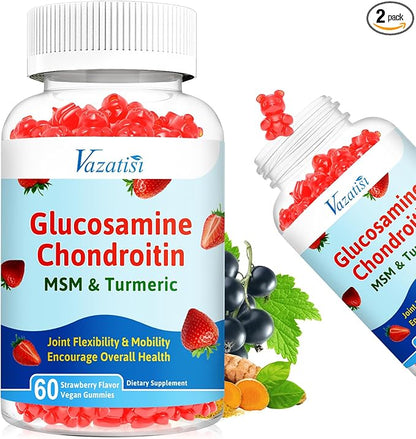 Glucosamine Chondroitin Gummies with MSM, Turmeric & Boswellia - Joint Support Supplement - Cartilage Support, Flexibility & Strength - 120 Gummies