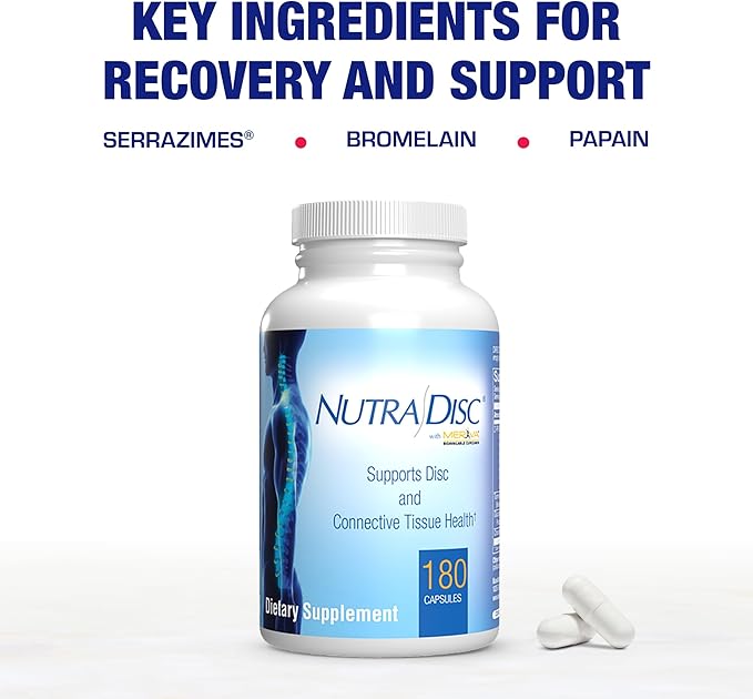 Nutra Disc & Joint Support Supplement - Clinically Formulated Restorative Cartilage Ligament and Tendon Supplement with Meriva Curcumin Enzymes Glucosamine and Chondroitin for Adults (180)