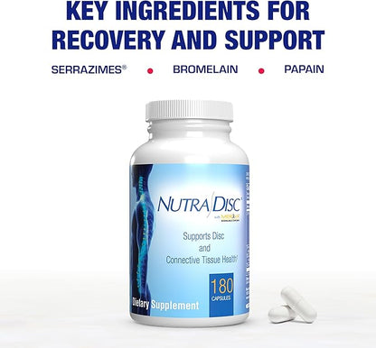 Nutra Disc & Joint Support Supplement - Clinically Formulated Restorative Cartilage Ligament and Tendon Supplement with Meriva Curcumin Enzymes Glucosamine and Chondroitin for Adults (180)
