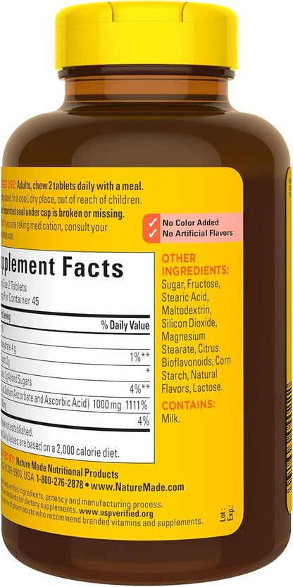 Nature Made Extra Strength Dosage Chewable Vitamin C 1000 mg per Serving, Dietary Supplement for Immune Support, 90 Tablets, 45 Day Supply (Pack of 2)