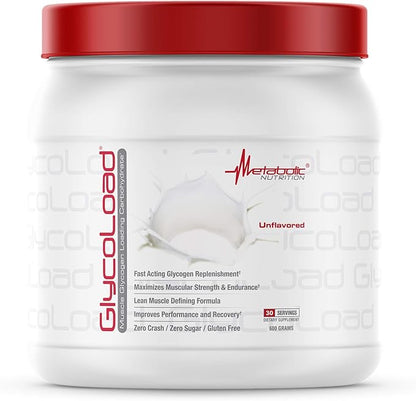 Metabolic Nutrition, Glycoload, 100% Micronized Cyclic Cluster Dextrin Carbohydrate Powder, Muscle Glycogen Loading Carbohydrate, Pre Intra Post Workout Supplement, Unflavored, 600 gm (30 ser)