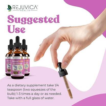 Balanced Femme Natural PMS and Menopause Support for Hot Flashes with Black Cohosh - All-Herbal Liquid Blend