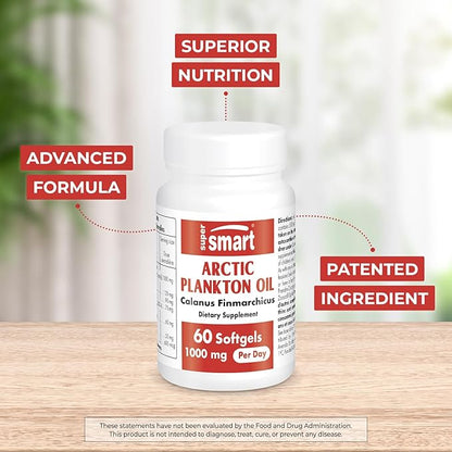 SuperSmart - Arctic Plankton Oil 1000mg per Day (Patented) - Greater Nutrition Than Fish & Krill Oil Supplement - with Omega-3 Fatty Acids, EPA, DHA & SDA | Non-GMO & Gluten Free - 60 Softgels