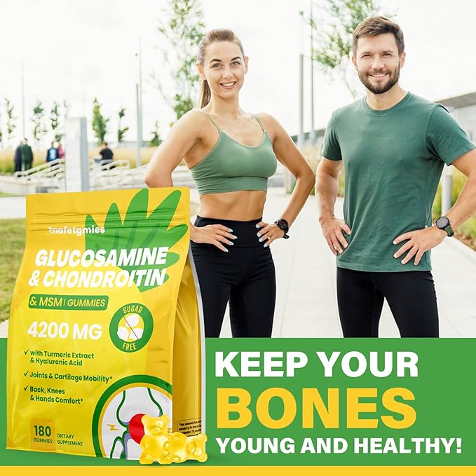 Glucosamine Chondroitin Gummies, Extra Strength Joint Support Supplements with MSM & Elderberry for Joint Health, Flexibility, Immune for Adults, Men & Women, 3 Pack