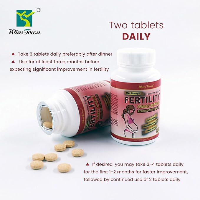 Fertility Tablets for Women, Female Prenatal Vitamin Supplements, Support Ovulation & Conception, 60 Tablets
