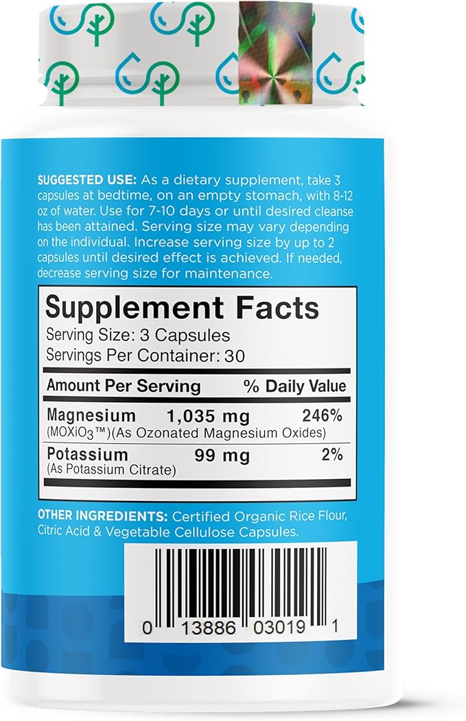 nbpure MagO7 - Natural Colon Cleanse & Detox | Occasional Constipation Relief, Stool Softening, & Bloating Support for Men & Women | Ozonated Magnesium Oxide, 90 Capsules