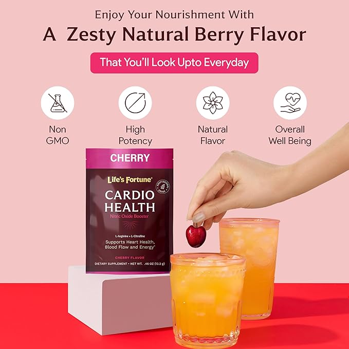 Life's Fortune L Arginine L Citrulline Supplement Powder - High Potency Nitric Oxide Supplement Booster with Natural Cherry Flavor (7 Servings (Pack of 1), Cherry)