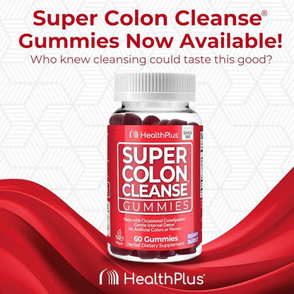 Health Plus Super Colon Cleanse, 12 oz Powder, 68 Servings - Natural Detox, Digestive Constipation Relief, Gentle Gut Cleanse with Psyllium Husk & Senna Leaf