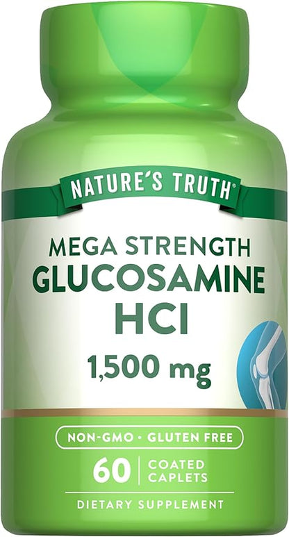 Nature's Truth Glucosamine HCI 1500mg | 60 Caplets | Mega Strength | Non-GMO & Gluten Free Supplement