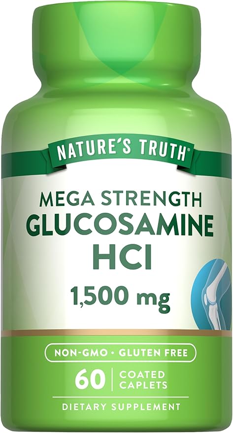 Nature's Truth Glucosamine HCI 1500mg | 60 Caplets | Mega Strength | Non-GMO & Gluten Free Supplement