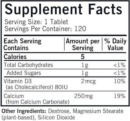 Kirkman - Calcium 250mg with Vitamin D3-120 Tablets - Essential Minerals - Helps Maintain Strong Bones - Hypoallergenic