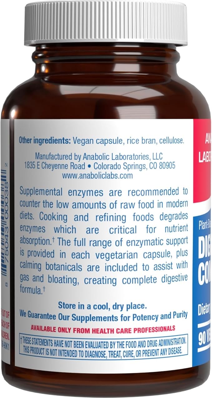 Plant Based Multi Digestive Enzymes Supplement - Clinically Formulated Digestion Supplement with Soothing Herbs and Enzymes for Women and Men for Protein Carb & Fat Digestive Complete (90ct)