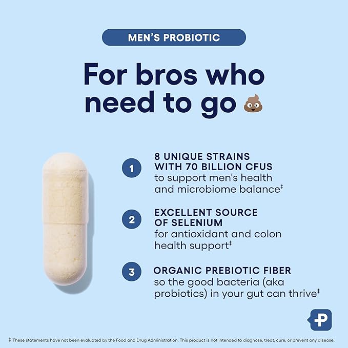 Physician's Choice Probiotics for Men - 70 Billion CFU - 8 Strains - w/Selenium & Organic Prebiotics - Supports Digestive Health, Microbiome, Colon, & Immune Health - Advanced Men's Probiotic - 30ct