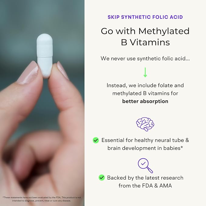 Whole Food Prenatal Vitamins (120 Capsules) Natural Support for Maternal and Fetal Health, Prenatal Multivitamin for Women with Choline, B Vitamins and More, Vegan, No Soy, Gluten or Dairy