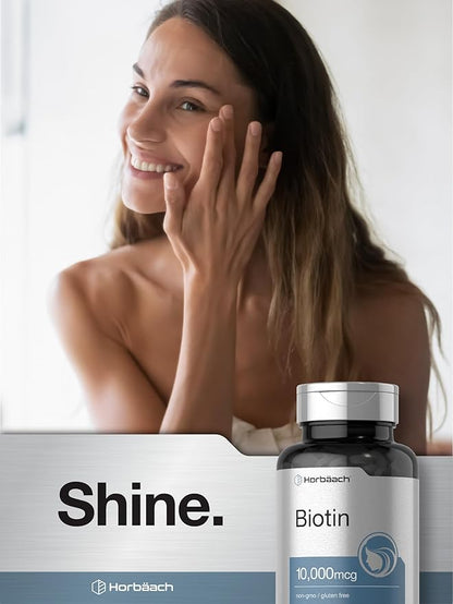 Horbäach Biotin 10000mcg | 180 Fast Dissolve Tablets | Beauty Formula | Vegetarian Supplement | Non-GMO, Gluten Free