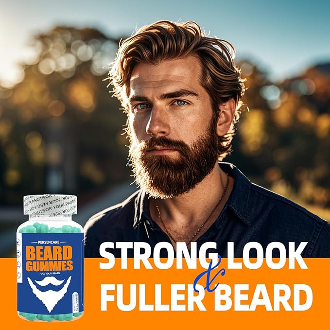 Big Beard Growth Gummy for Men, 60 Blueberry Flavored Gummies, with 10K MCG Biotin B12 Collagen and Elite Beard Hair Grooming Nutrients & Vitamins, Grow Stronger, Longer, Thicker & Fuller Beard