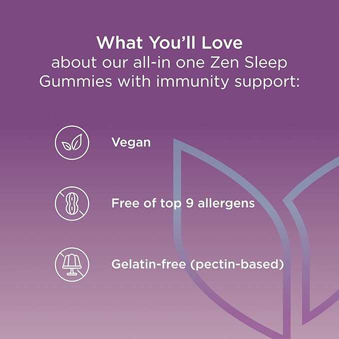Hyland's Rest and Fortify Zen Sleep Aid and Immune Support, 42 Vegan Gummies, with Melatonin and L-Theanine for Sleep Support and Organic Black Elderberry, Vitamin C and Zinc