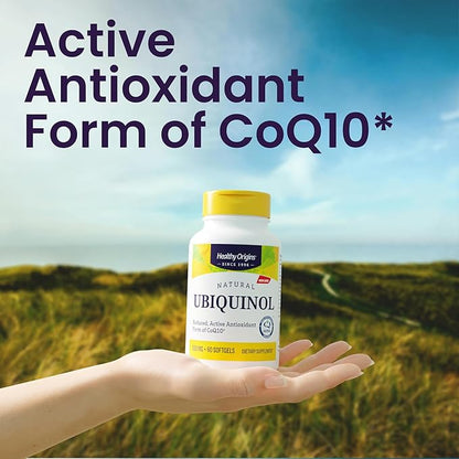 Healthy Origins Ubiquinol (Active Form of CoQ10), 300 mg - Kaneka Ubiquinol Supplements for Heart Health & Antioxidant Support - Gluten-Free & Non-GMO Supplement - 60 Softgels