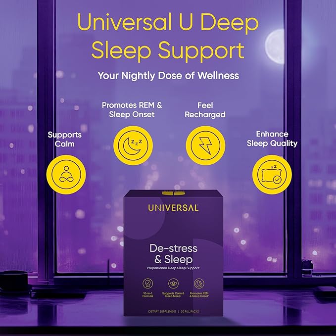 De-Stress & Sleep Supplement - 10-in-1 Natural Sleep Aid for Adults, Daily Multivitamin with Magnesium, Melatonin, Ashwagandha, L Theanine, Valerian Root, Sleeping Pills for Men and Women, 30 Pack